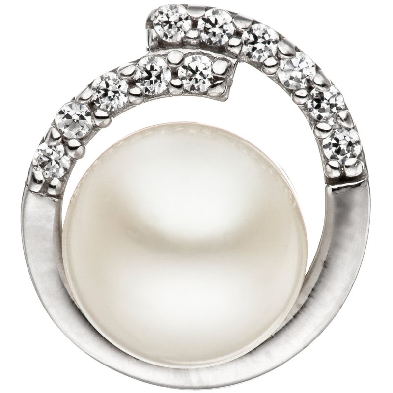 JOBO Anh�nger 925 Sterling Silber mit 1 S��wasser Perle und 11 Zirkonia Perlenanh�nge