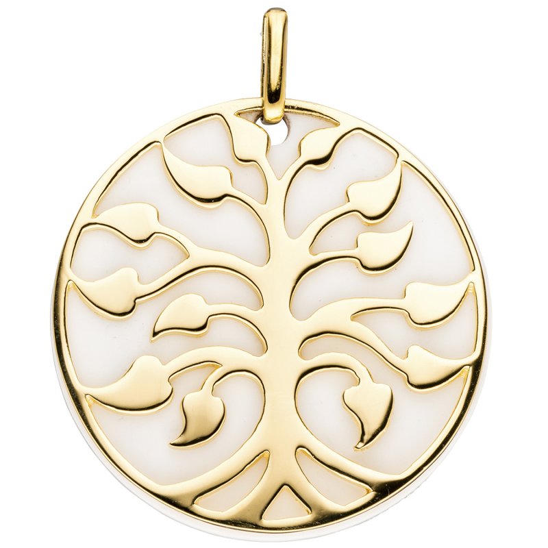 JOBO Anh�nger Baum 925 Sterling Silber gold vergoldet 1 Achat-Imitation