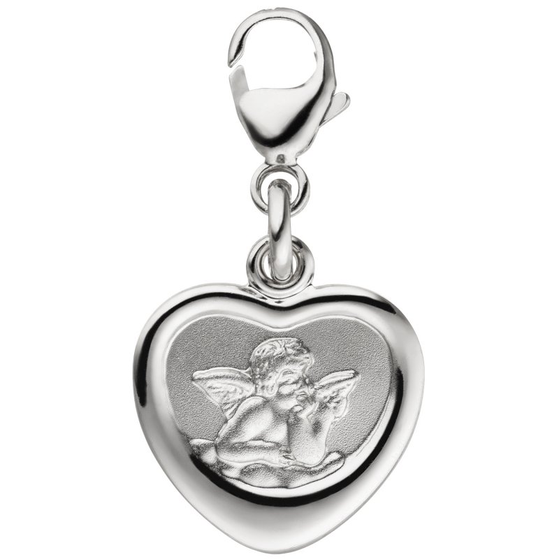 JOBO Anh�nger Charm Schutzengel 925 Sterling Silber teil matt Herzcharm