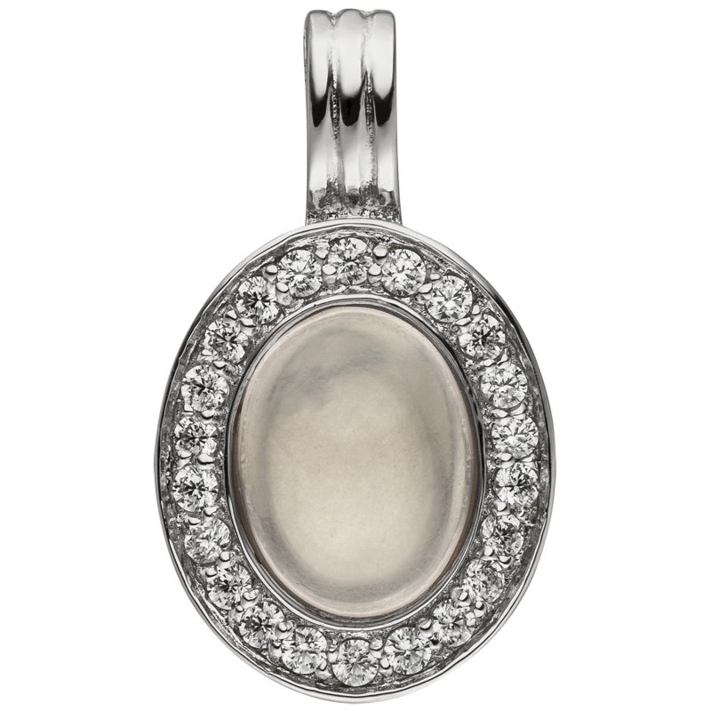 JOBO Anh�nger Einh�nger Oval 925 Sterling Silber 1 Rosenquarz 22 Zirkonia