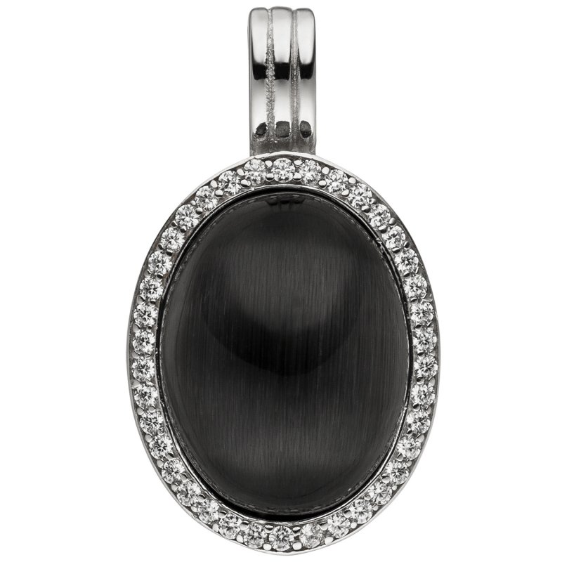 JOBO Anh�nger Einh�nger Oval 925 Sterling Silber Mondstein-Imitation und 38 Zirkonia