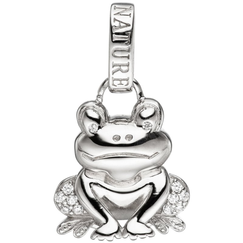 JOBO Anh�nger Frosch 925 Sterling Silber mit 12 Zirkonia Silberanh�nger Kr�te