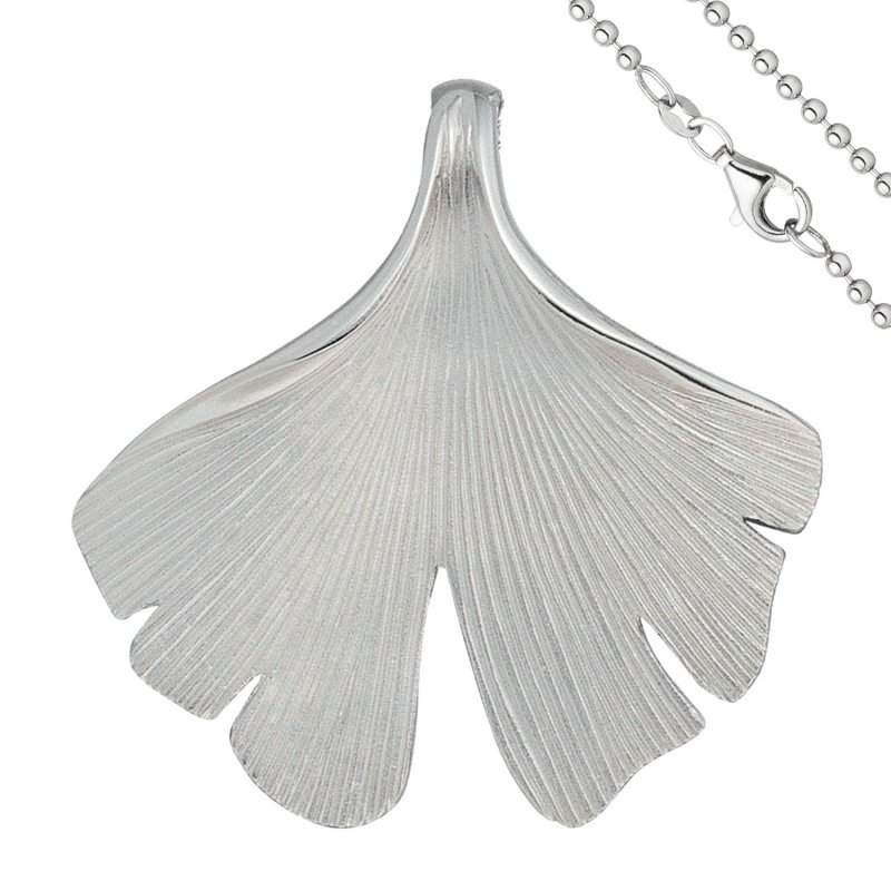 JOBO Anh�nger Ginko Ginkgo 925 Sterling Silber matt mit Kette 50 cm