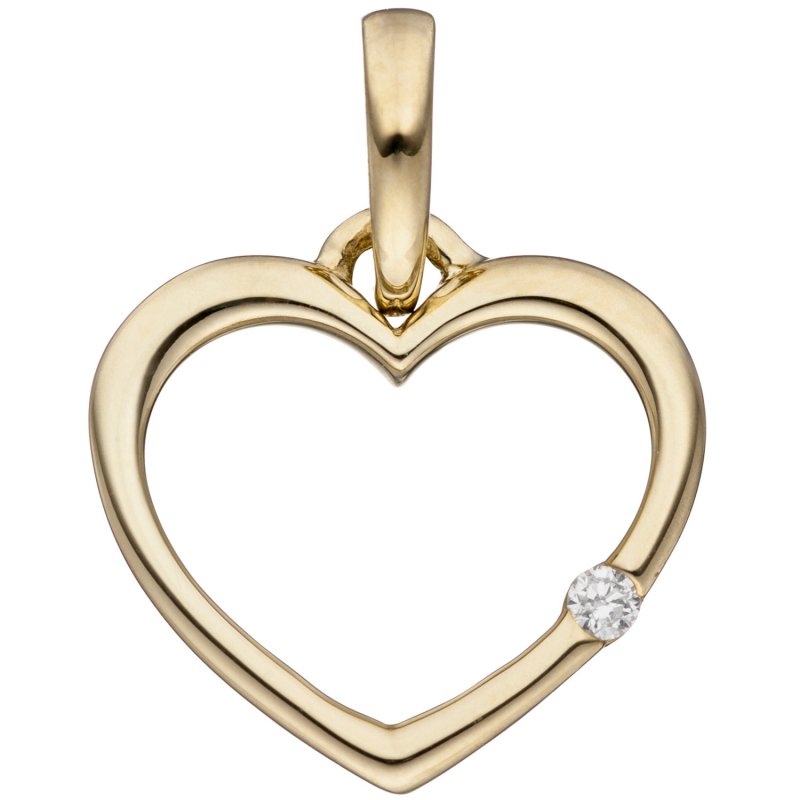JOBO Anh�nger Herz 333 Gold Gelbgold 1 Diamant Brillant Herzanh�nger Goldherz