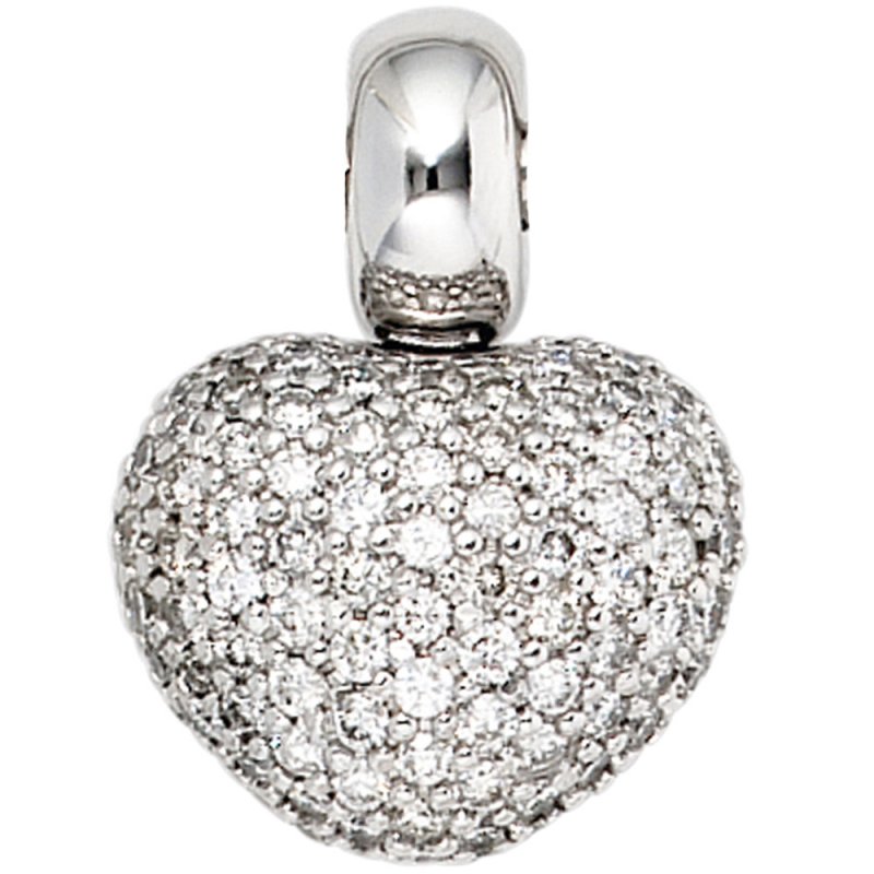 JOBO Anh�nger Herz 585 Gold Wei�gold 107 Diamanten Brillanten Herzanh�nger
