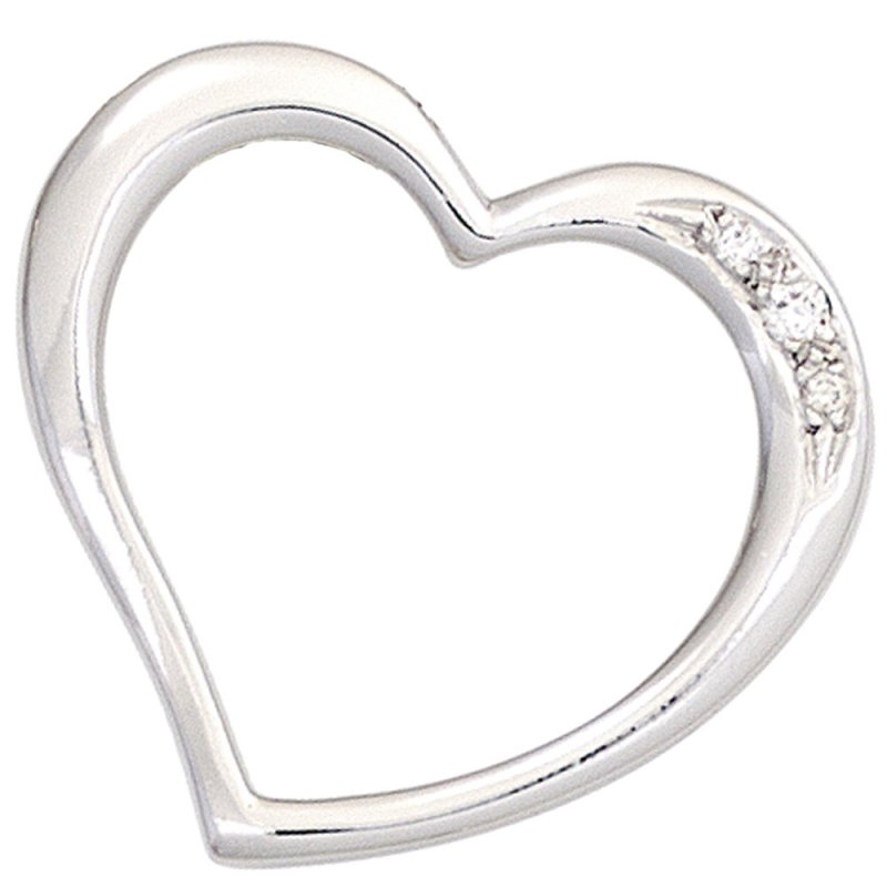 JOBO Anh�nger Herz 585 Gold Wei�gold 3 Diamanten Brillanten 0,03ct. Herzanh�nger