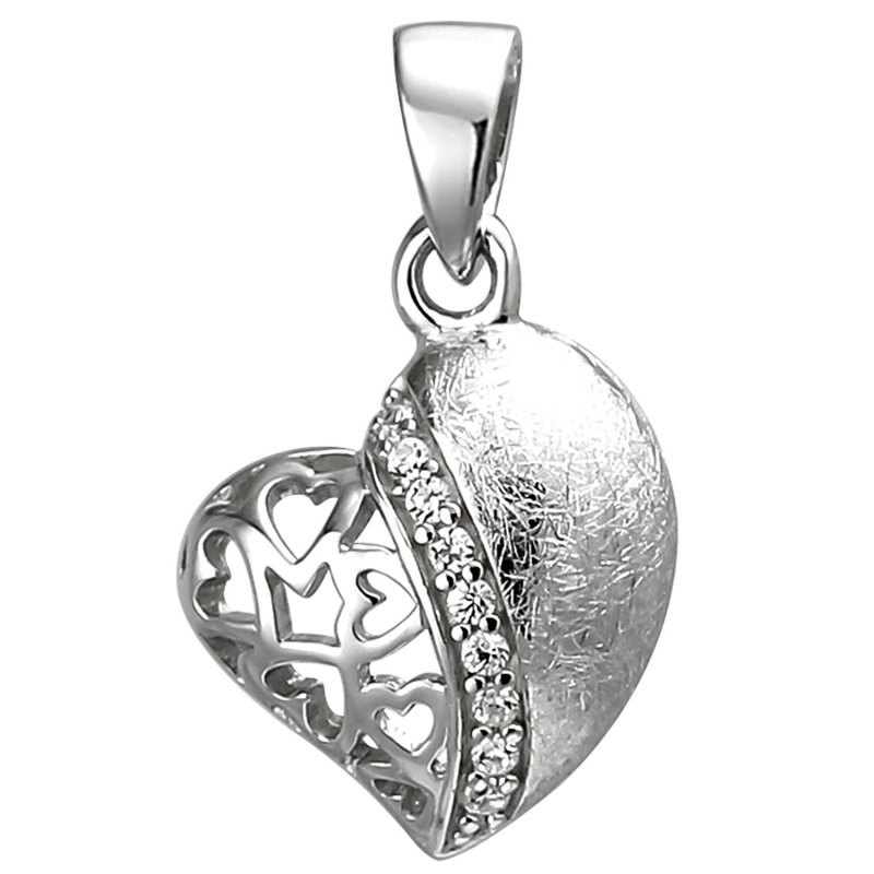 JOBO Anh�nger Herz 925 Sterling Silber eismatt 9 Zirkonia Herzanh�nger Silberanh�nger