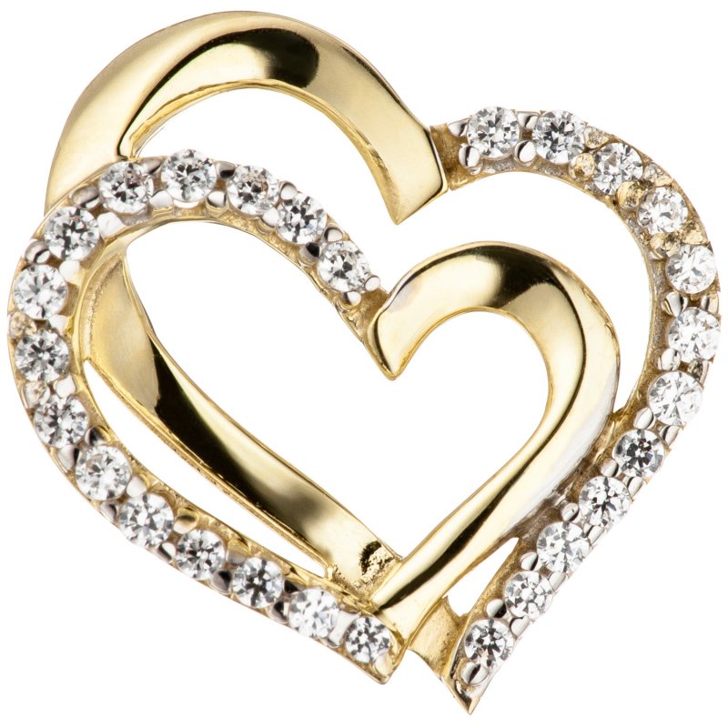 JOBO Anh�nger Herzen 333 Gold Gelbgold mit 27 Zirkonia Goldanh�nger Goldherz