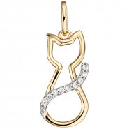 JOBO Anh�nger Katze 333 Gold Gelbgold 9 Zirkonia Goldanh�nger