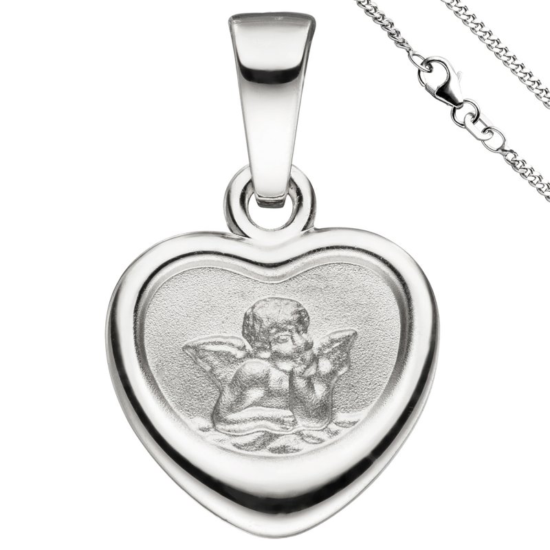 JOBO Anh�nger Kleines Herz Herzchen Schutzengel 925 Sterling Silber mit Kette 38 cm