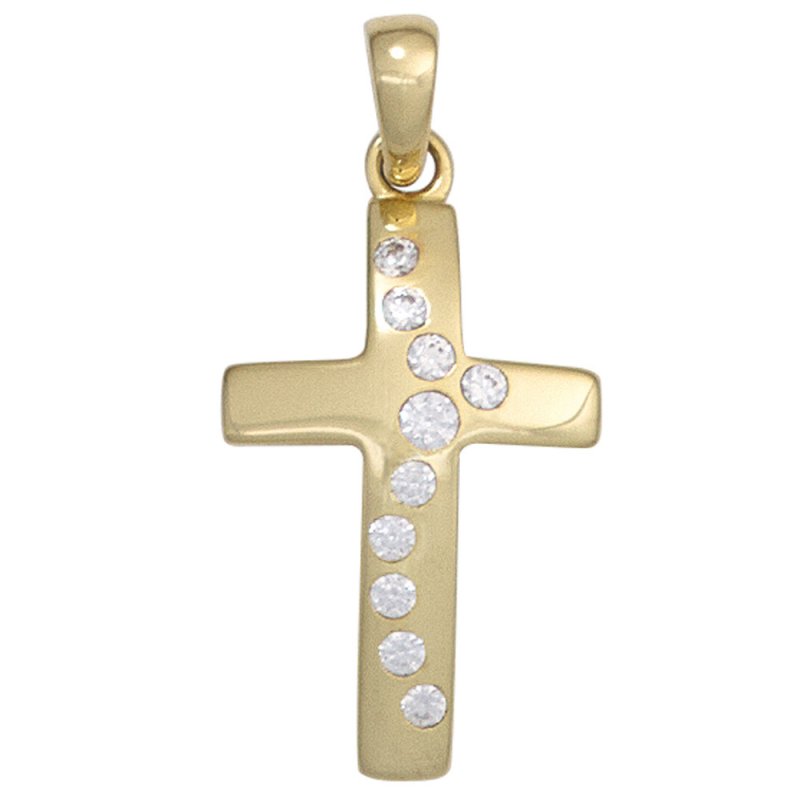 JOBO Anh�nger Kreuz 333 Gold Gelbgold 10 Zirkonia Kreuzanh�nger Goldkreuz