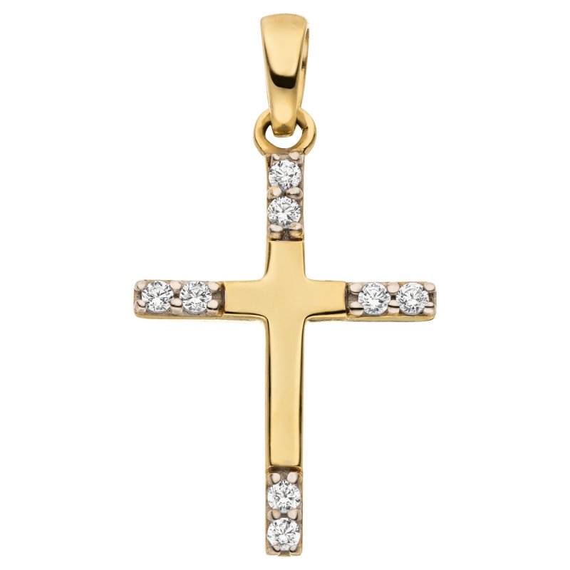 JOBO Anh�nger Kreuz 333 Gold Gelbgold 8 Zirkonia Kreuzanh�nger