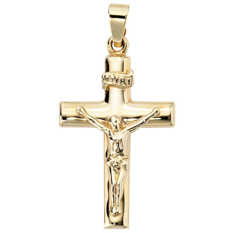 JOBO Anh�nger Kreuz 333 Gold Gelbgold Kreuzanh�nger Goldkreuz mit Jesus INRI