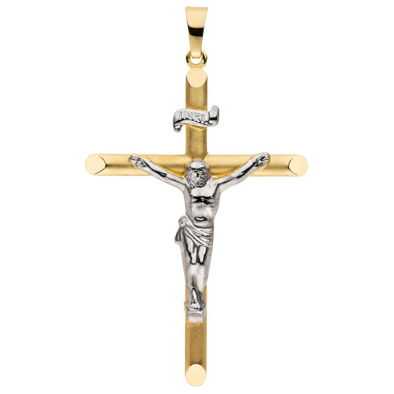 JOBO Anh�nger Kreuz 333 Gold Gelbgold bicolor mattiert Kreuzanh�nger