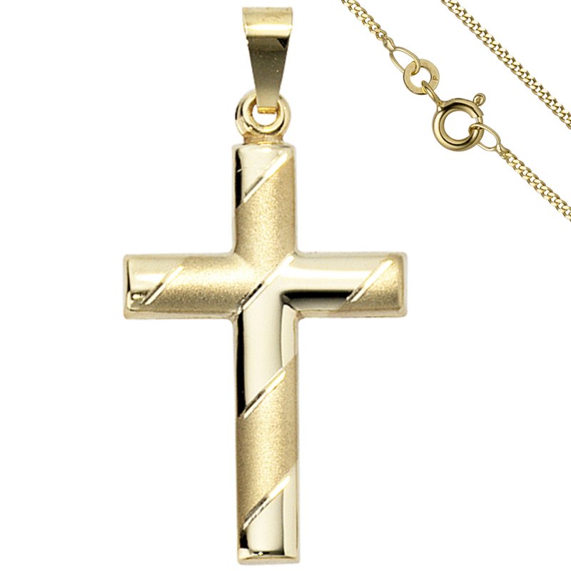JOBO Anh�nger Kreuz 333 Gold Gelbgold mit Kette 50 cm Goldkreuz Kreuzanh�nger