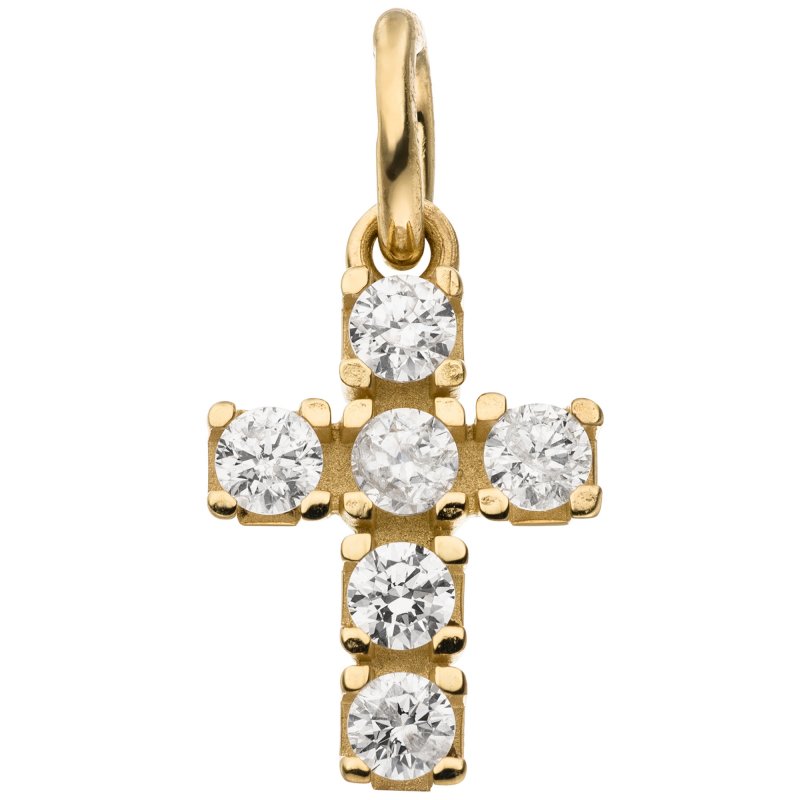 JOBO Anh�nger Kreuz 375 Gold Gelbgold 6 Zirkonia Kreuzanh�nger
