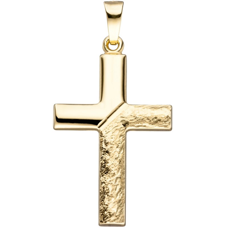 JOBO Anh�nger Kreuz 585 Gold Gelbgold geh�mmert Goldanh�nger Goldkreuz Kreuzanh�nger