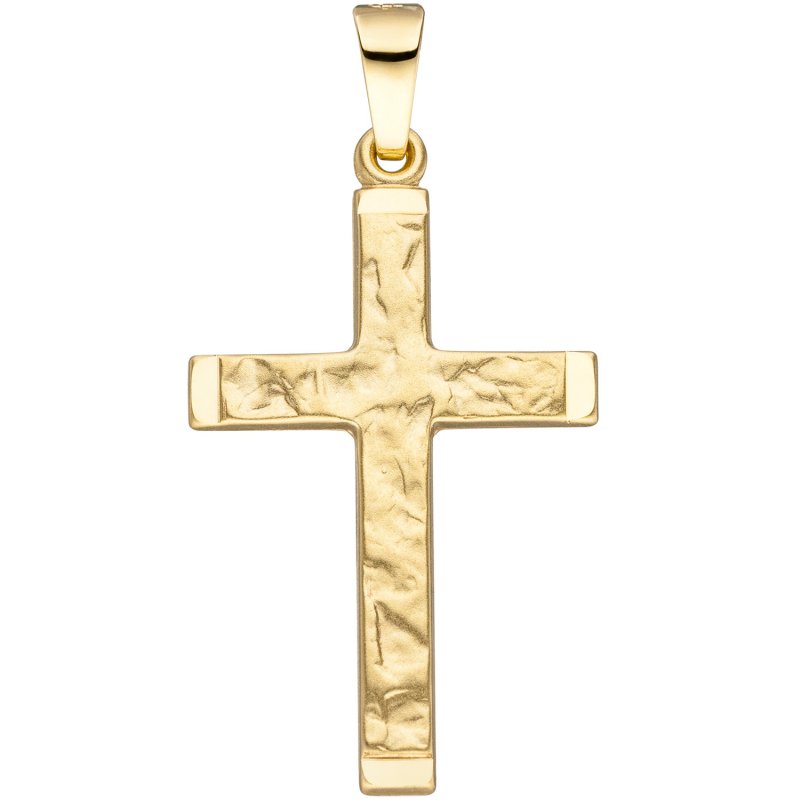 JOBO Anh�nger Kreuz 585 Gold Gelbgold geh�mmert Goldanh�nger Goldkreuz Kreuzanh�nger