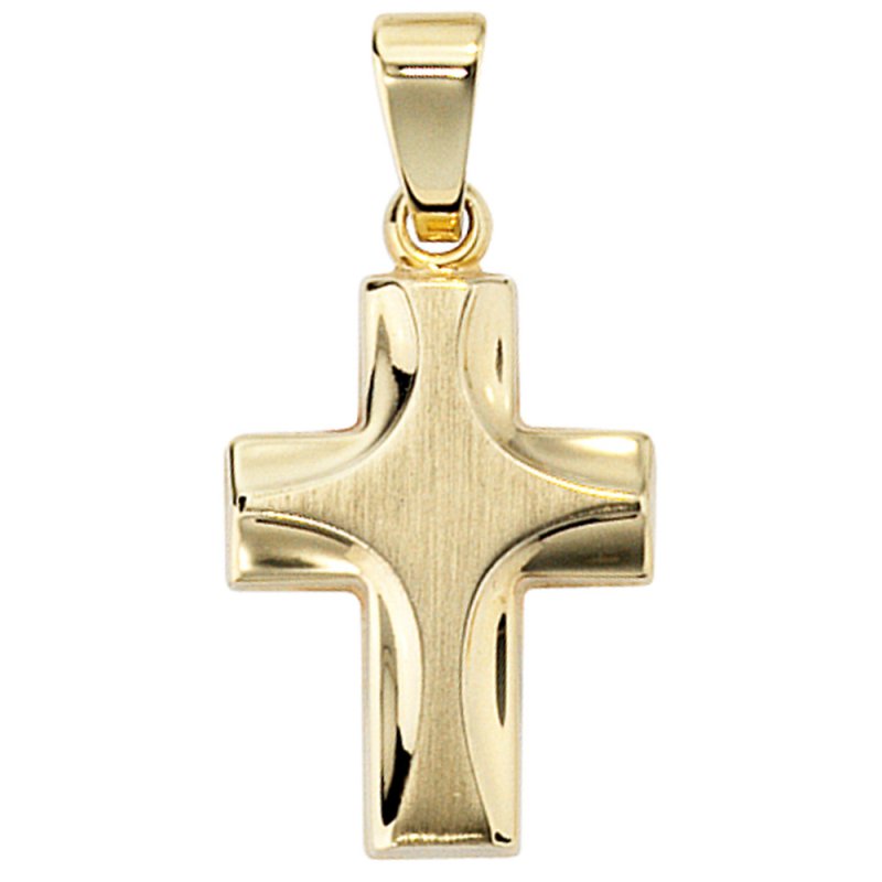 JOBO Anh�nger Kreuz 585 Gold Gelbgold mattiert Kreuzanh�nger Goldkreuz