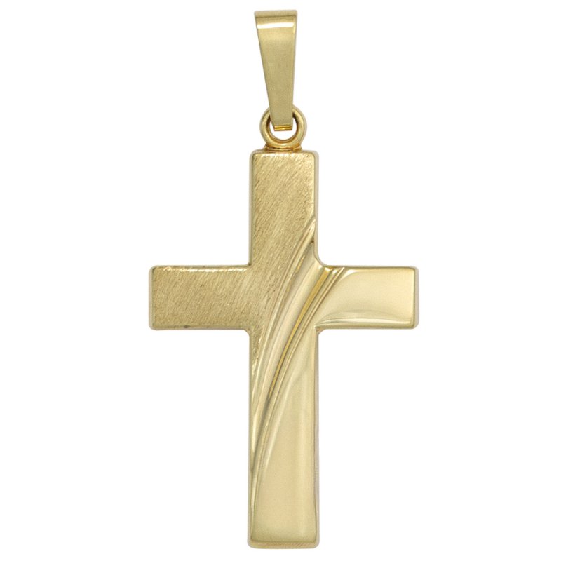 JOBO Anh�nger Kreuz 585 Gold Gelbgold teil matt Kreuzanh�nger Goldkreuz