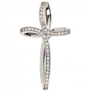 JOBO Anh�nger Kreuz 585 Gold Wei�gold 40 Diamanten Brillanten Kreuzanh�nger Goldkreuz