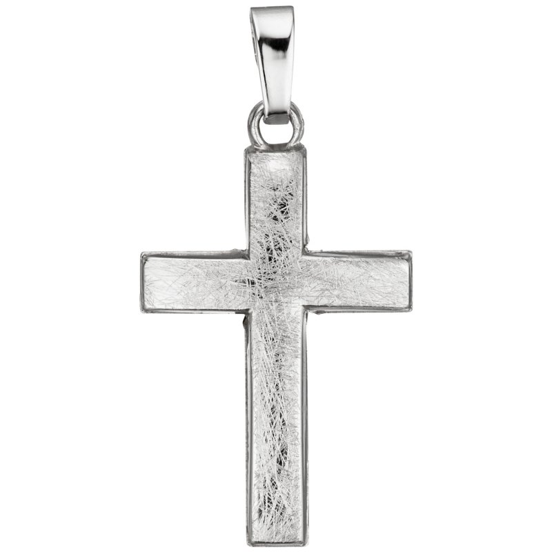 JOBO Anh�nger Kreuz 585 Gold Wei�gold eismatt Kreuzanh�nger Wei�goldkreuz