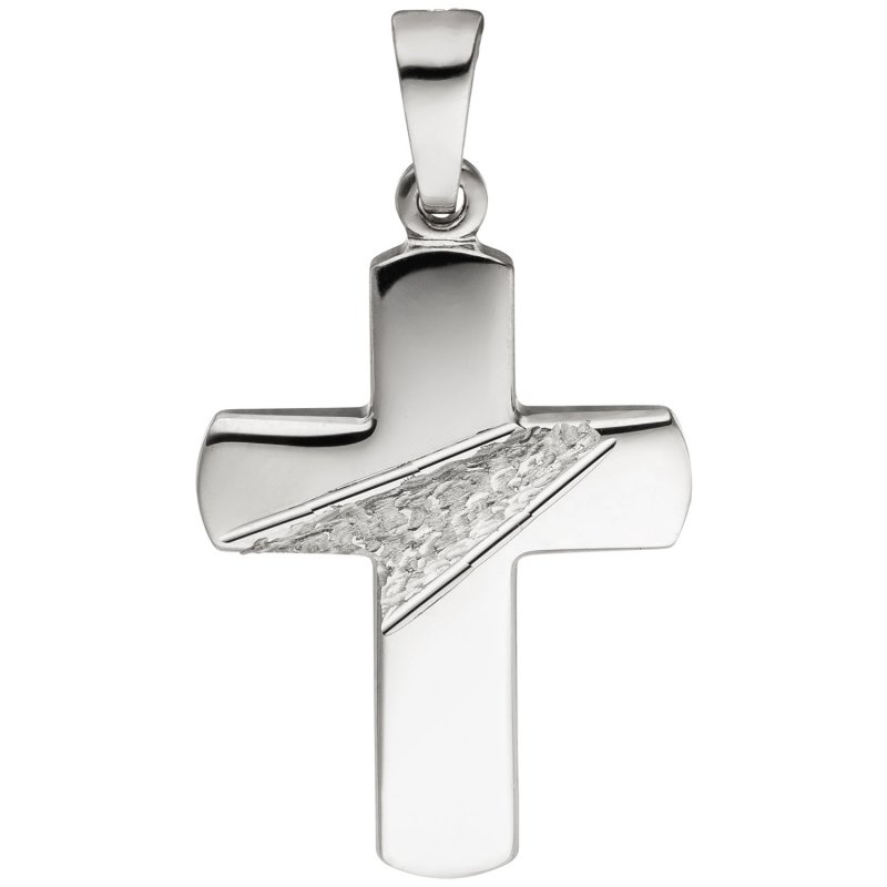 JOBO Anh�nger Kreuz 925 Silber geh�mmert diamantiert Kreuzanh�nger Silberkreuz