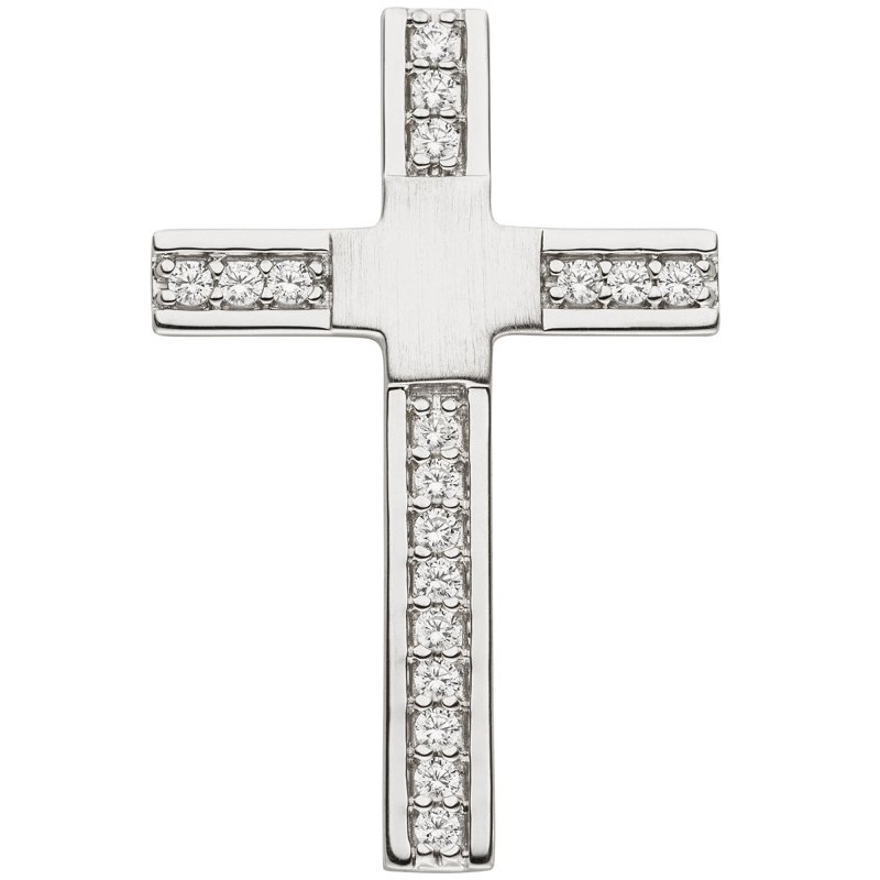 JOBO Anh�nger Kreuz 925 Silber mattiert 18 Zirkonia Kreuzanh�nger Silberanh�nger