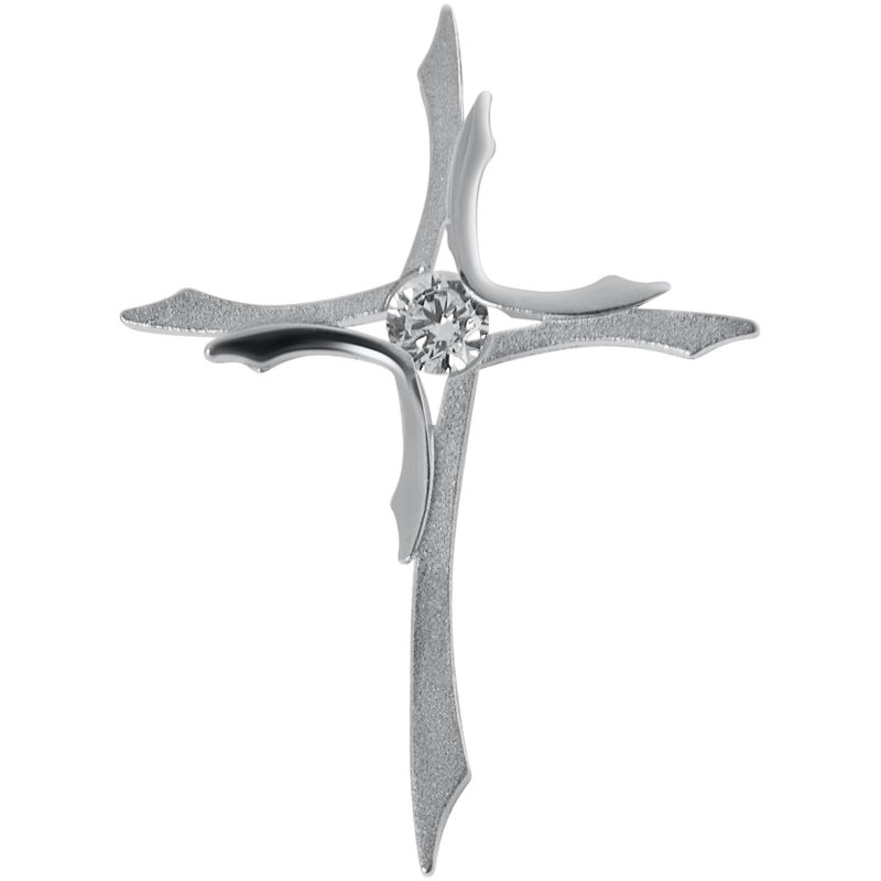 JOBO Anh�nger Kreuz 925 Silber teil-matt 1 Zirkonia Kreuzanh�nger