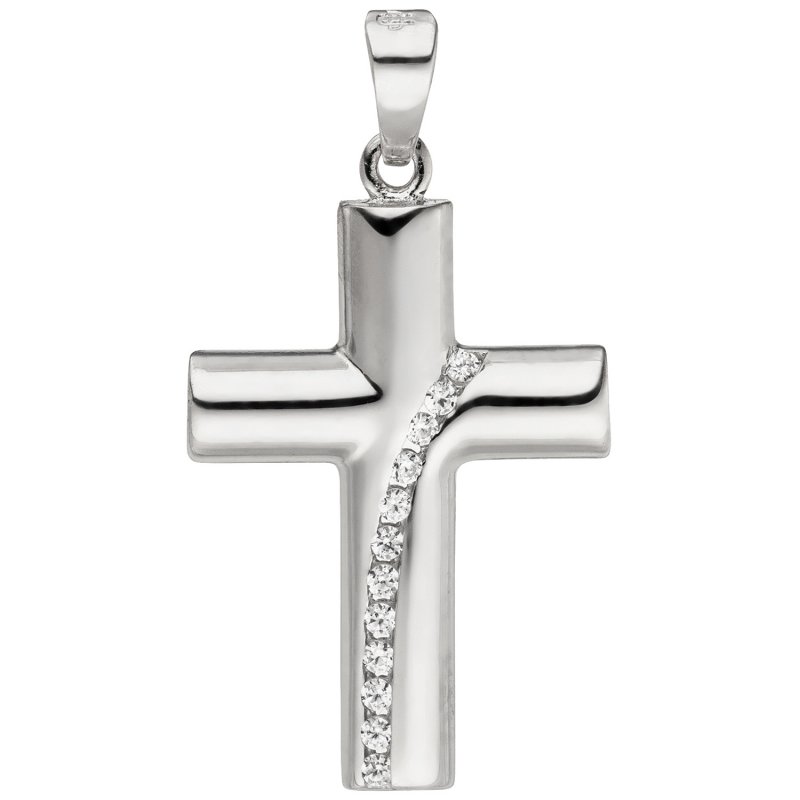 JOBO Anh�nger Kreuz 925 Sterling Silber 12 Zirkonia Kreuzanh�nger Silberkreuz