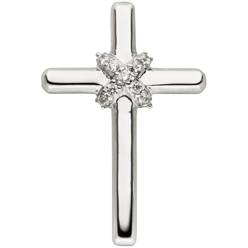JOBO Anh�nger Kreuz 925 Sterling Silber 9 Zirkonia Kreuzanh�nger Silberanh�nger
