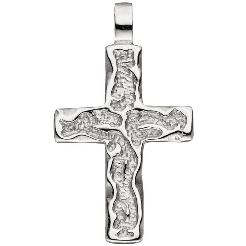 JOBO Anh�nger Kreuz 925 Sterling Silber geh�mmert Kreuzanh�nger Silberkreuz
