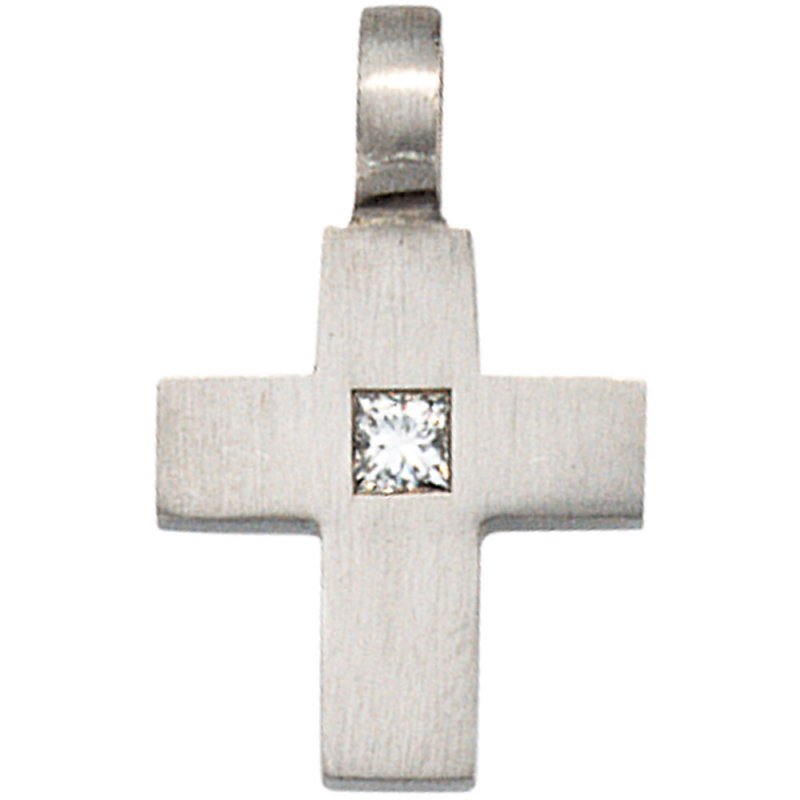JOBO Anh�nger Kreuz 950 Platin matt 1 Diamant 0,06ct. Kreuzanh�nger Platinkreuz