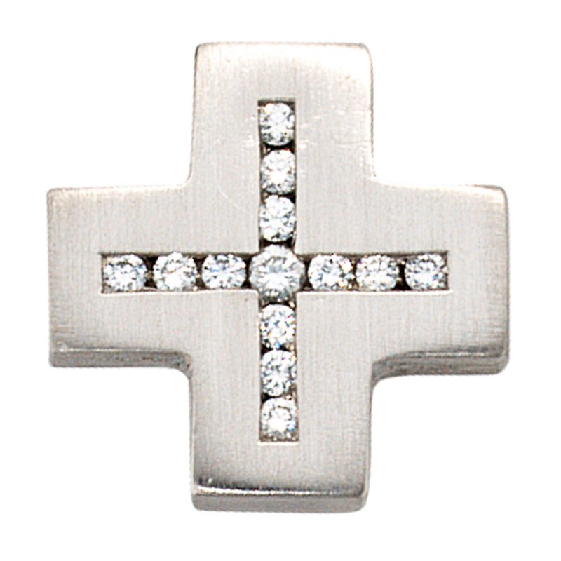 JOBO Anh�nger Kreuz 950 Platin matt 13 Diamanten Brillanten Kreuzanh�nger Platinkreuz
