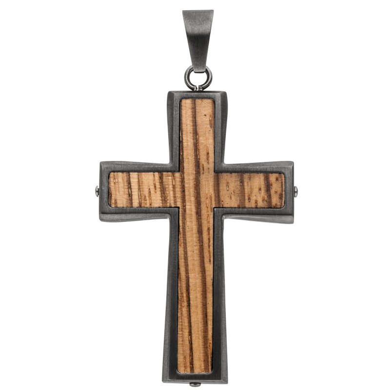 JOBO Anh�nger Kreuz Edelstahl in Holz-Optik