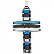 JOBO Anh�nger Kreuz Edelstahl mit blauer und schwarzer PVD-Beschichtung flexibel
