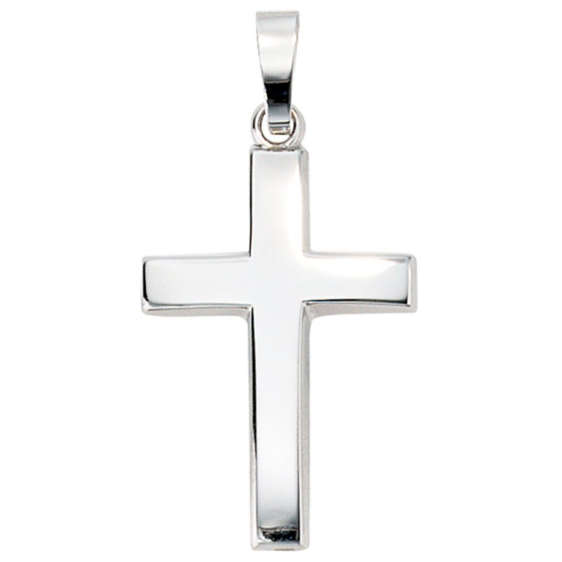 JOBO Anh�nger Kreuz schlicht 585 Gold Wei�gold Kreuzanh�nger Wei�goldkreuz