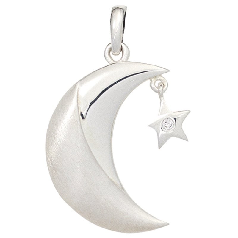 Infinite U elegante Mond stella in argento Sterling 925, con zirconia