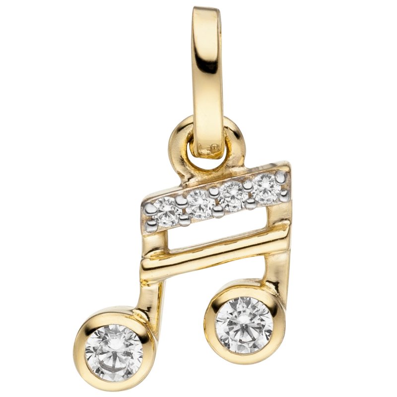 JOBO Anh�nger Musik-Note 333 Gold Gelbgold  6 Zirkonia