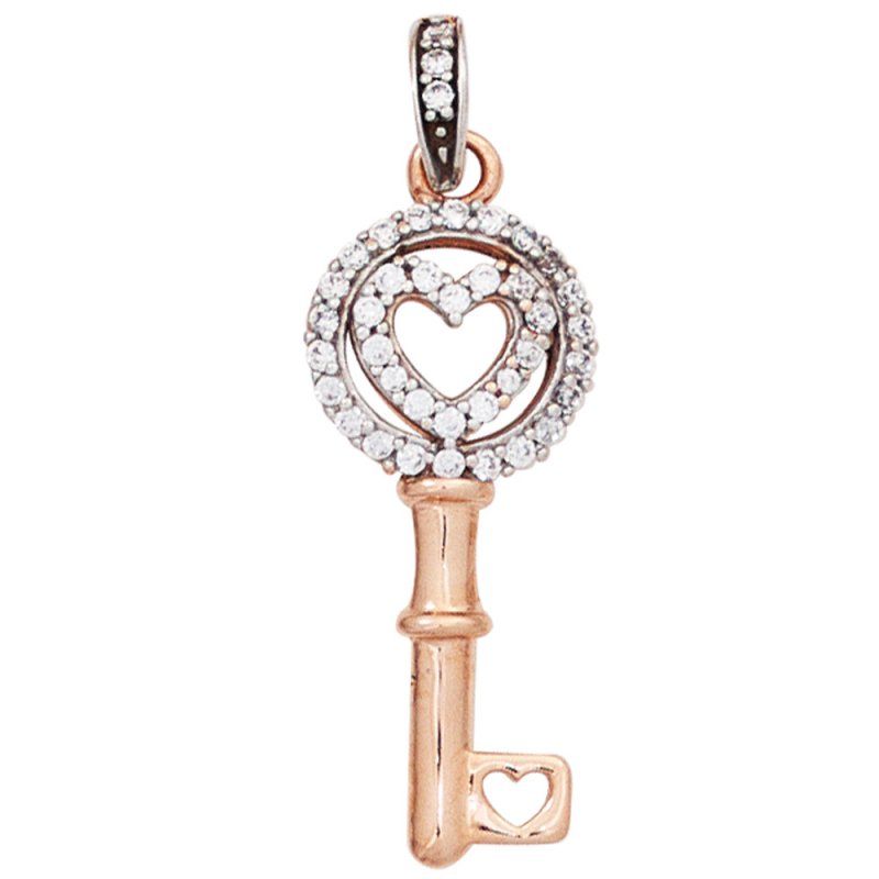 JOBO Anh�nger Schl�ssel 333 Gold Rotgold bicolor mit 39 Zirkonia Rotgoldanh�nger