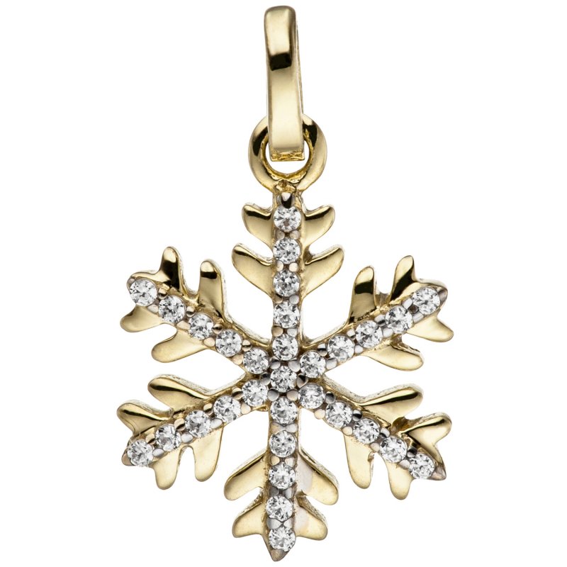 JOBO Anh�nger Schneeflocke 333 Gold Gelbgold bicolor mit 31 Zirkonia Goldanh�nger