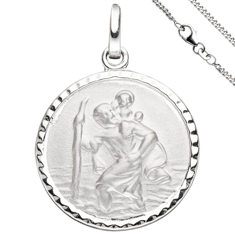 JOBO Anh�nger Schutzpatron Christopherus 925 Sterling Silber mit Kette 42 cm