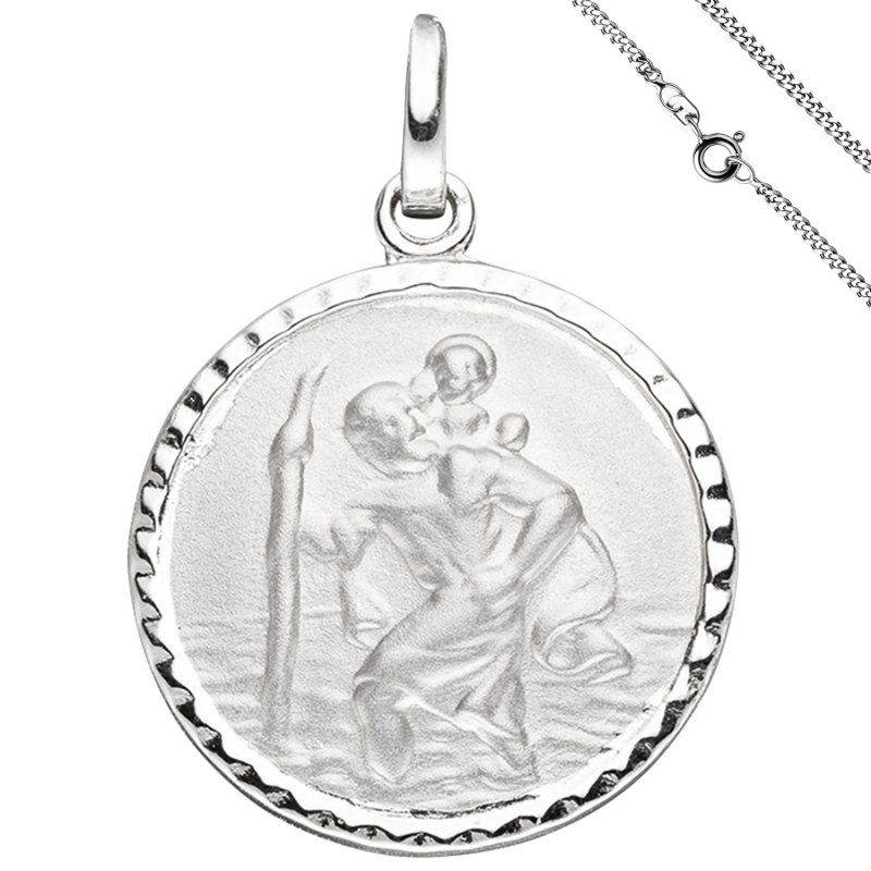 JOBO Anh�nger Schutzpatron Christopherus 925 Sterling Silber mit Kette 50 cm