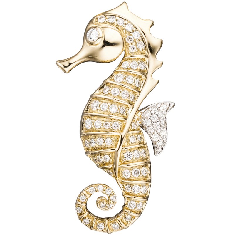 JOBO Anh�nger Seepferdchen 585 Gelbgold 73 Diamanten Brillanten Goldanh�nger