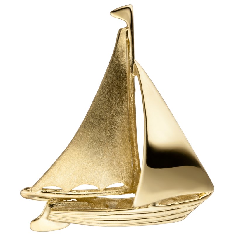 JOBO Anh�nger Segelschiff 925 Sterling Silber gold vergoldet teil matt
