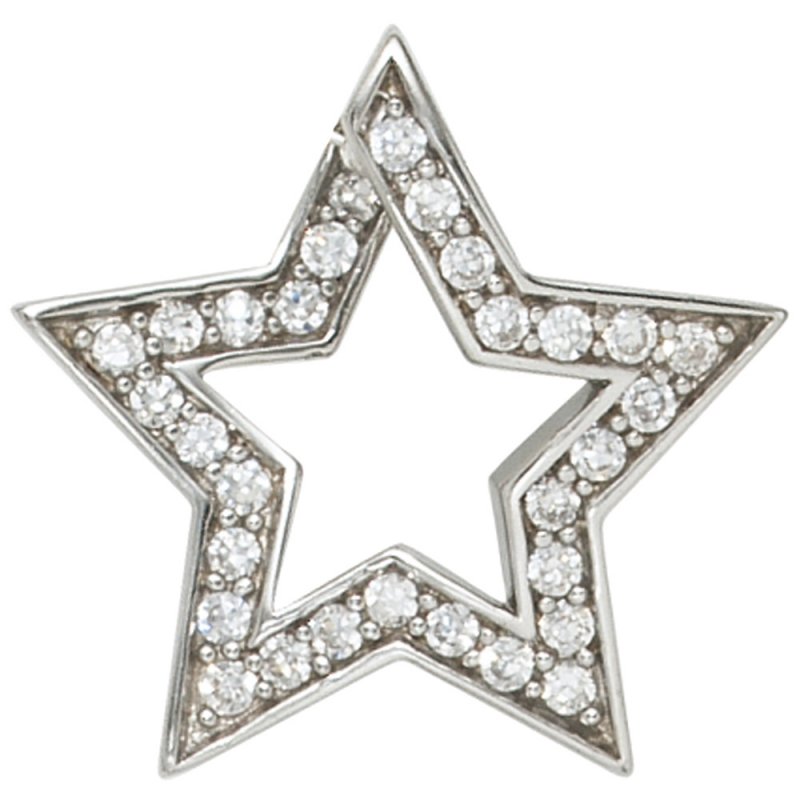 JOBO Anh�nger Stern 925 Sterling Silber rhodiniert mit 30 Zirkonia