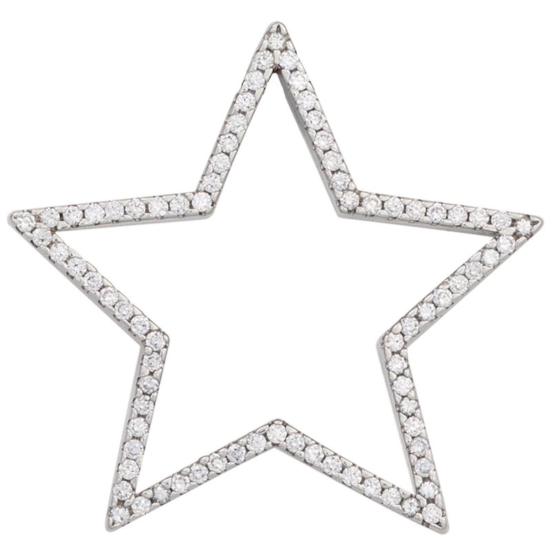 JOBO Anh�nger Stern 925 Sterling Silber rhodiniert mit 80 Zirkonia