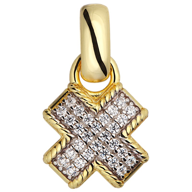 JOBO Anh�nger gekreuzt 925 Sterling Silber vergoldet 28 Zirkonia
