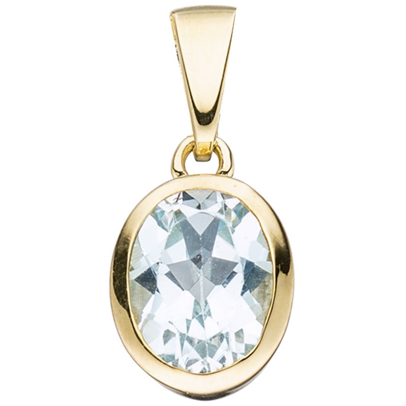 JOBO Anh�nger oval 333 Gold Gelbgold 1 Blautopas blau hellblau Goldanh�nger