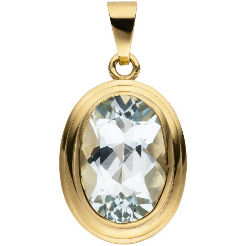 JOBO Anh�nger oval 585 Gold Gelbgold 1 Aquamarin hellblau Goldanh�nger
